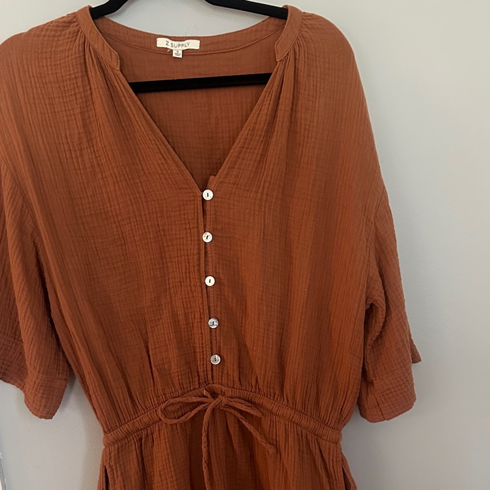 Z-Supply Rust/Brown Button-Front Romper - Picture 4 of 5